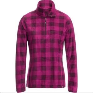 Avalanche Womens M‎ Fairmont 1/4 Zip Fleece Jacket Plaid Pink Black Outdoor